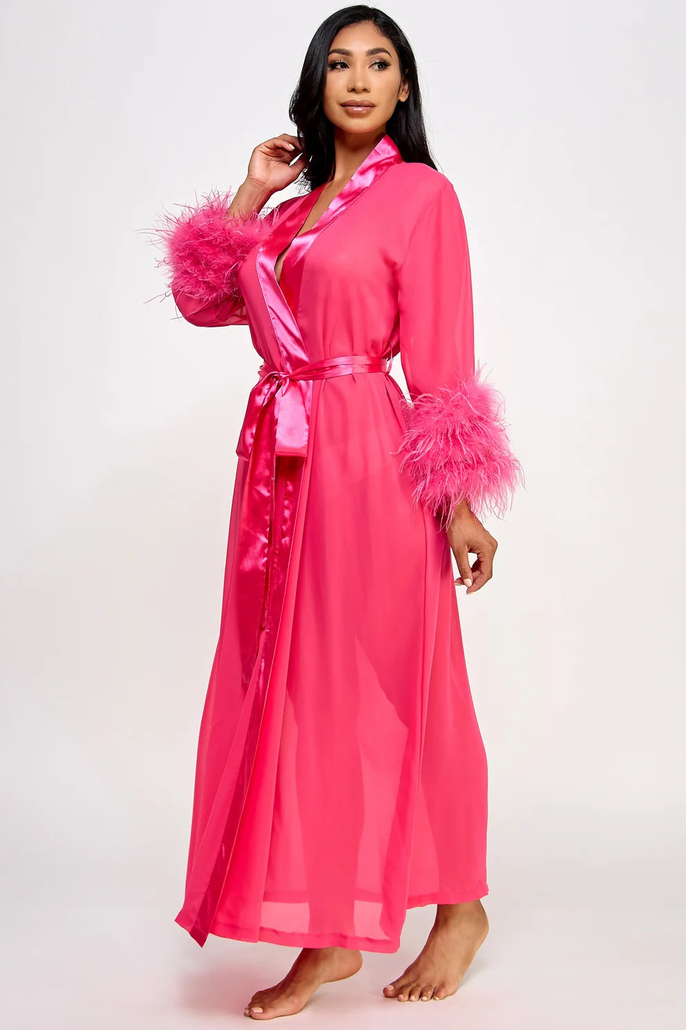 Sahar Ostrich Trimmed Robe