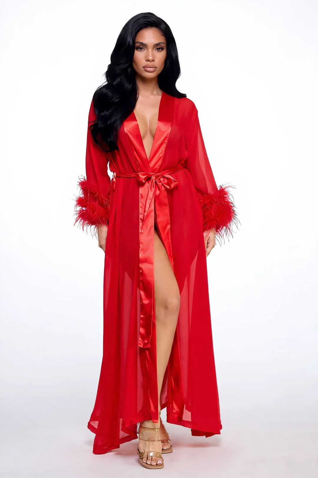 Sahar Ostrich Trimmed Robe