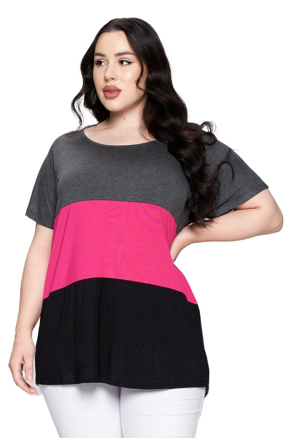 Short Sleeve Color Block Top