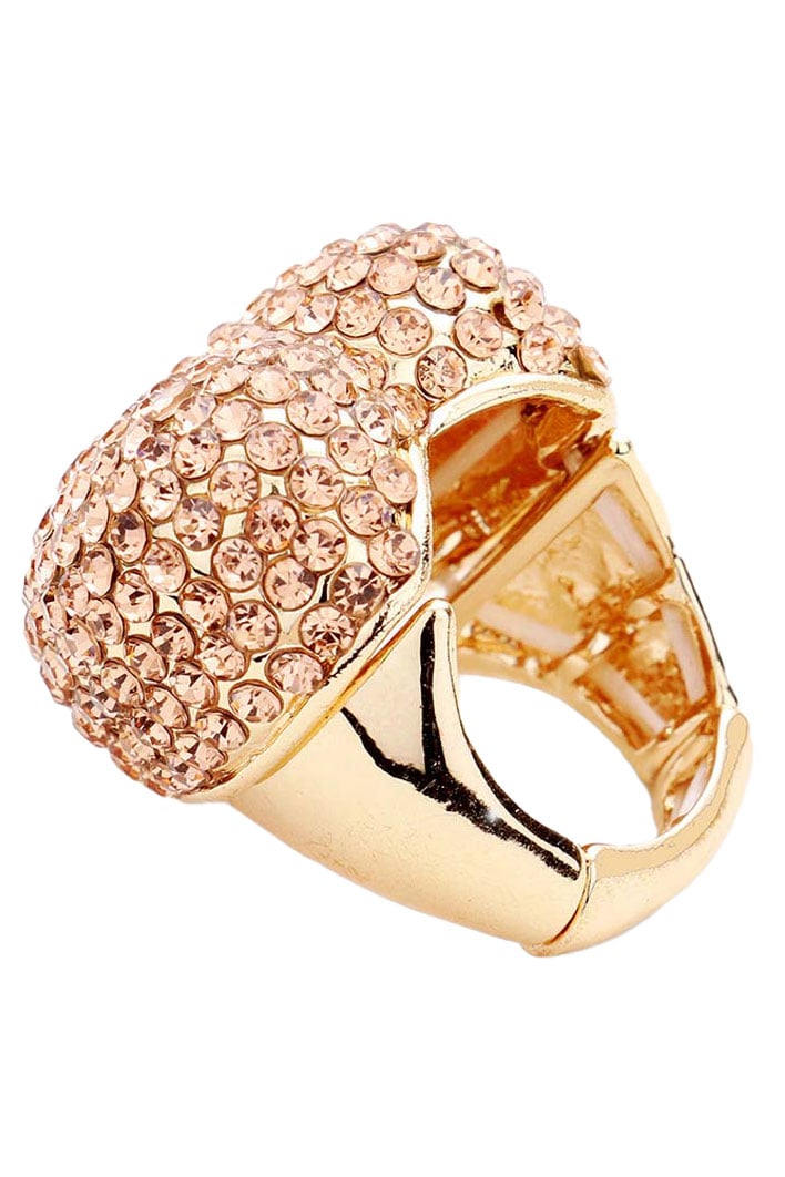 Rhinestone Heart Statement Ring