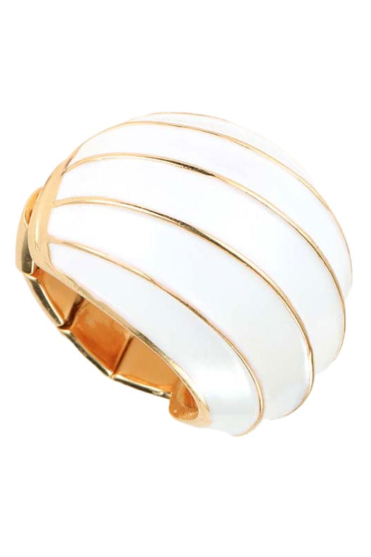 Modern White & Gold Adjustable Cocktail Ring