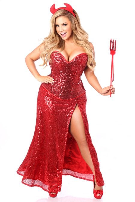 Sequin Devil 4 Piece Corset Costume