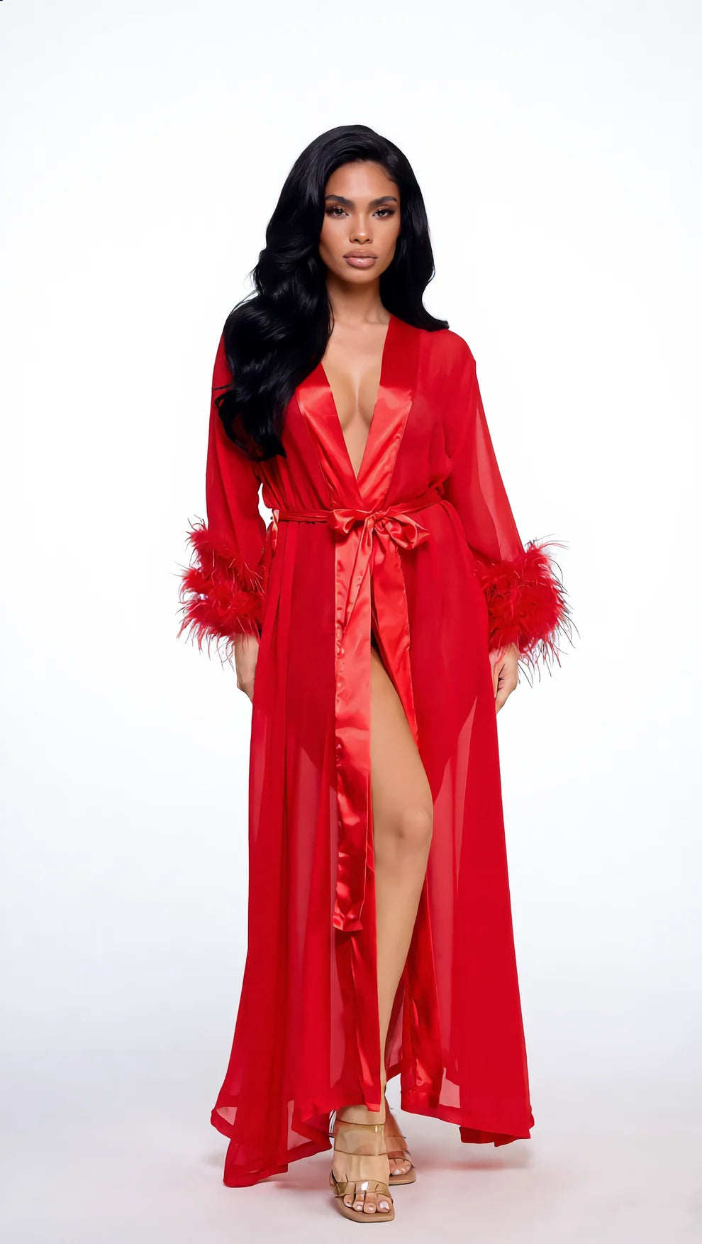 Sahar Ostrich Trimmed Robe