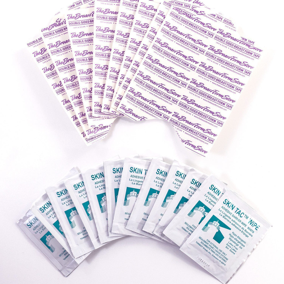 24 DoubleSided Tapes for Breast Forms with 12 Skin Tac Wipes The