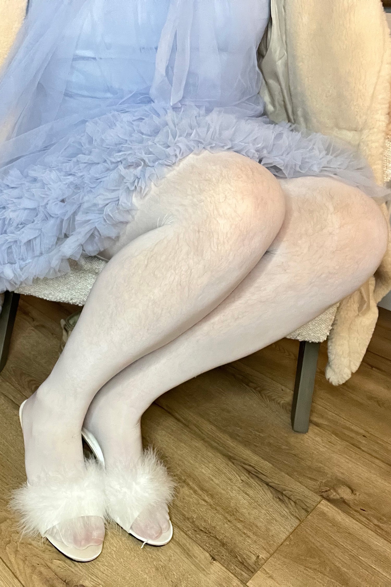 Amour Faux Maribou Slides