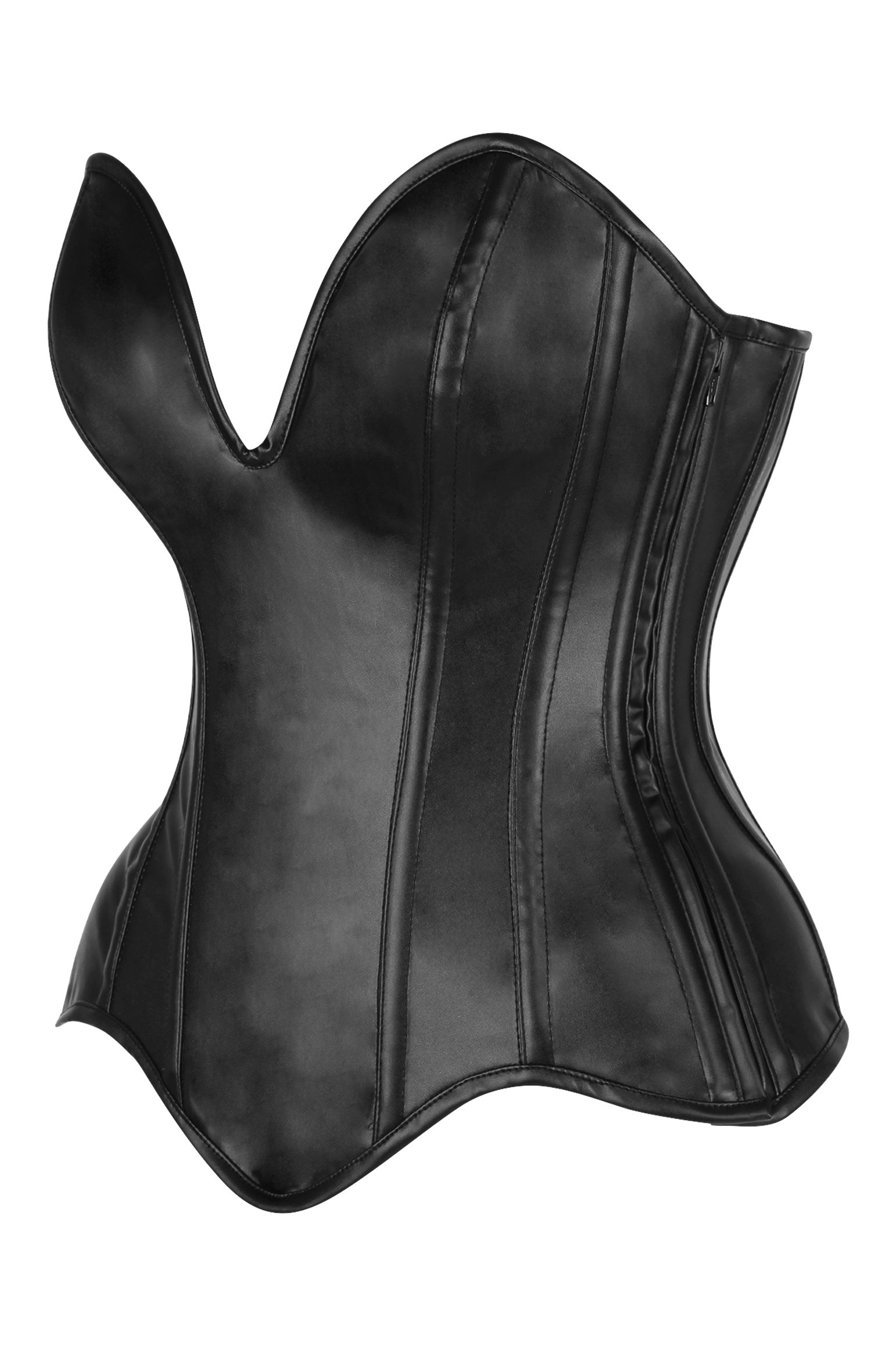 Shannon Plunging Faux Leather Corset