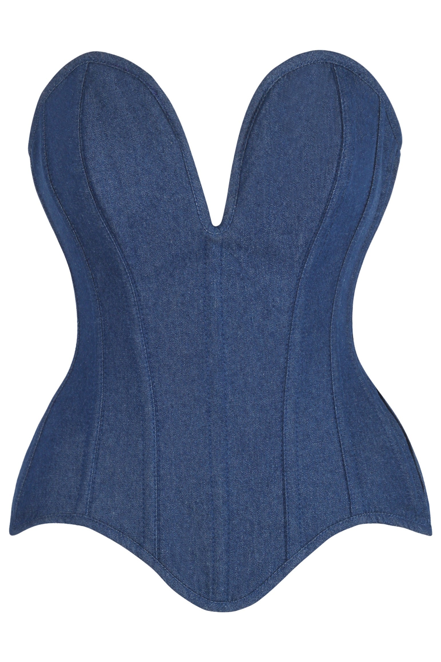 Kelly Plunging Denim Corset