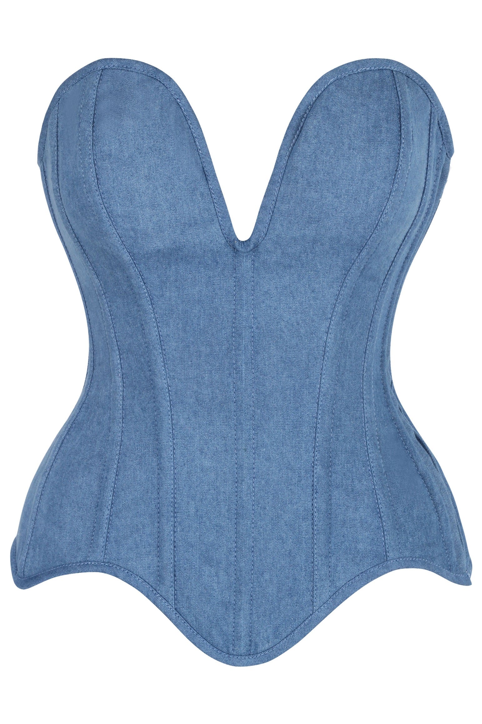 Kelly Plunging Denim Corset
