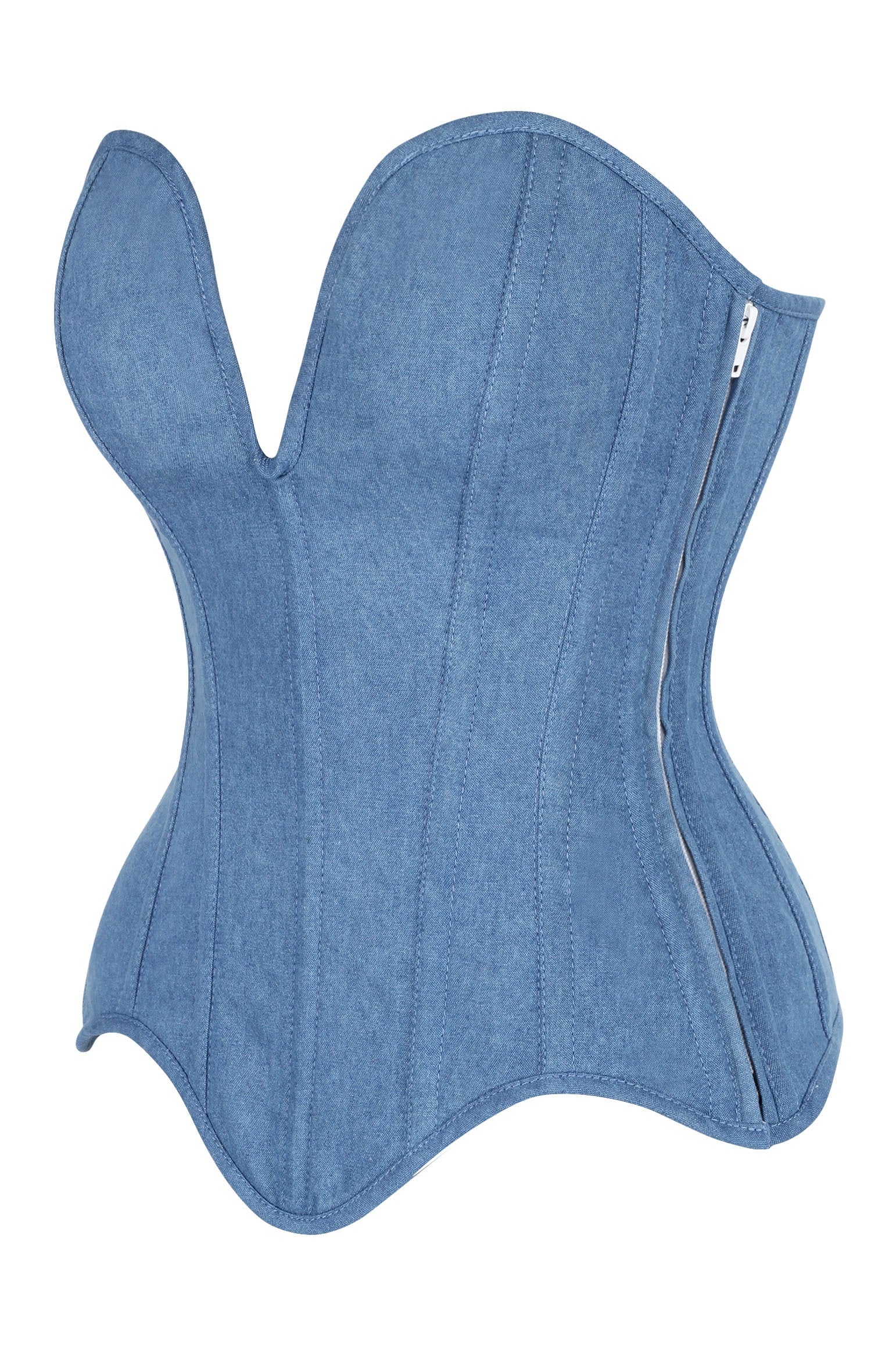 Kelly Plunging Denim Corset