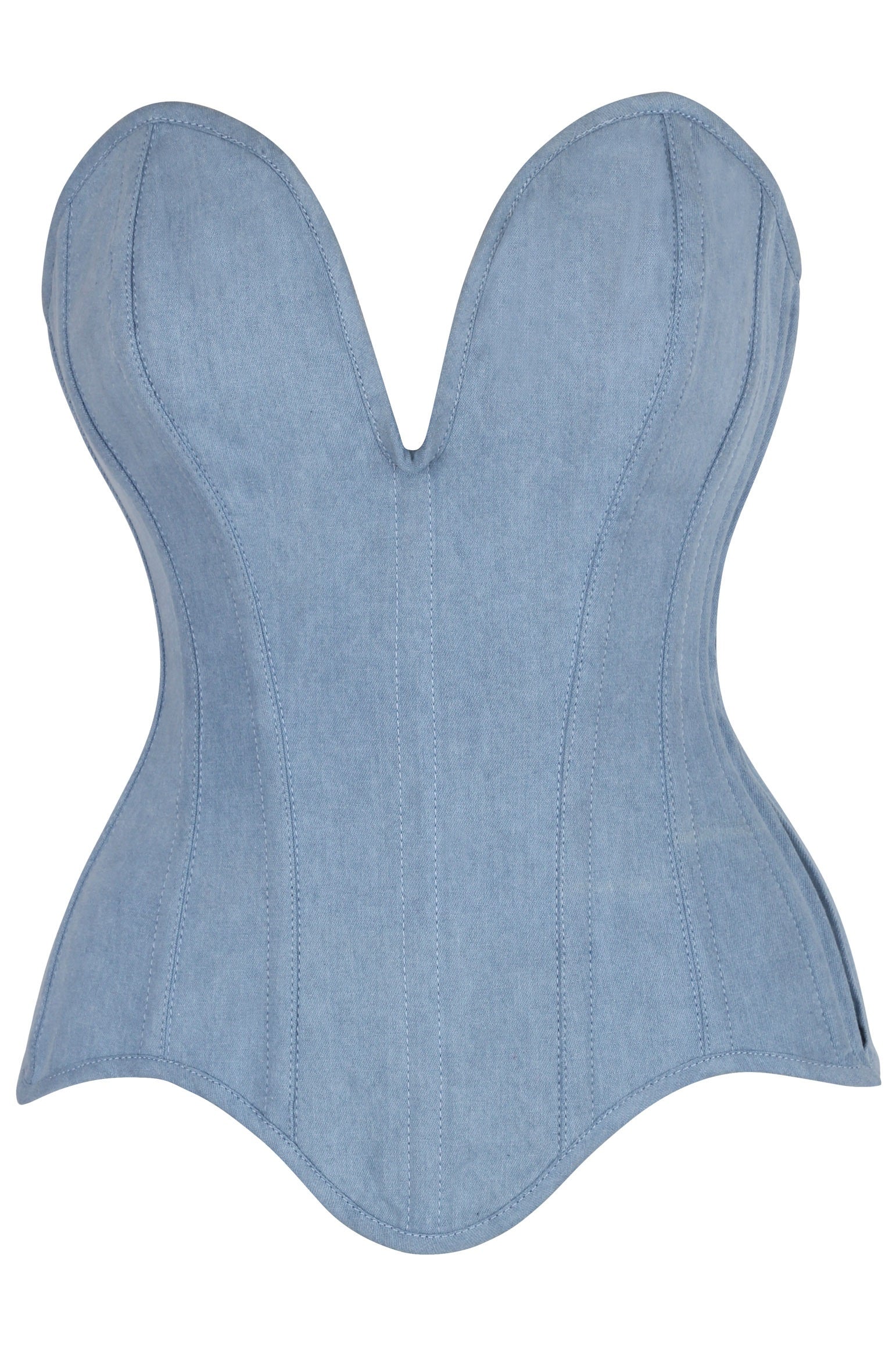 Kelly Plunging Denim Corset