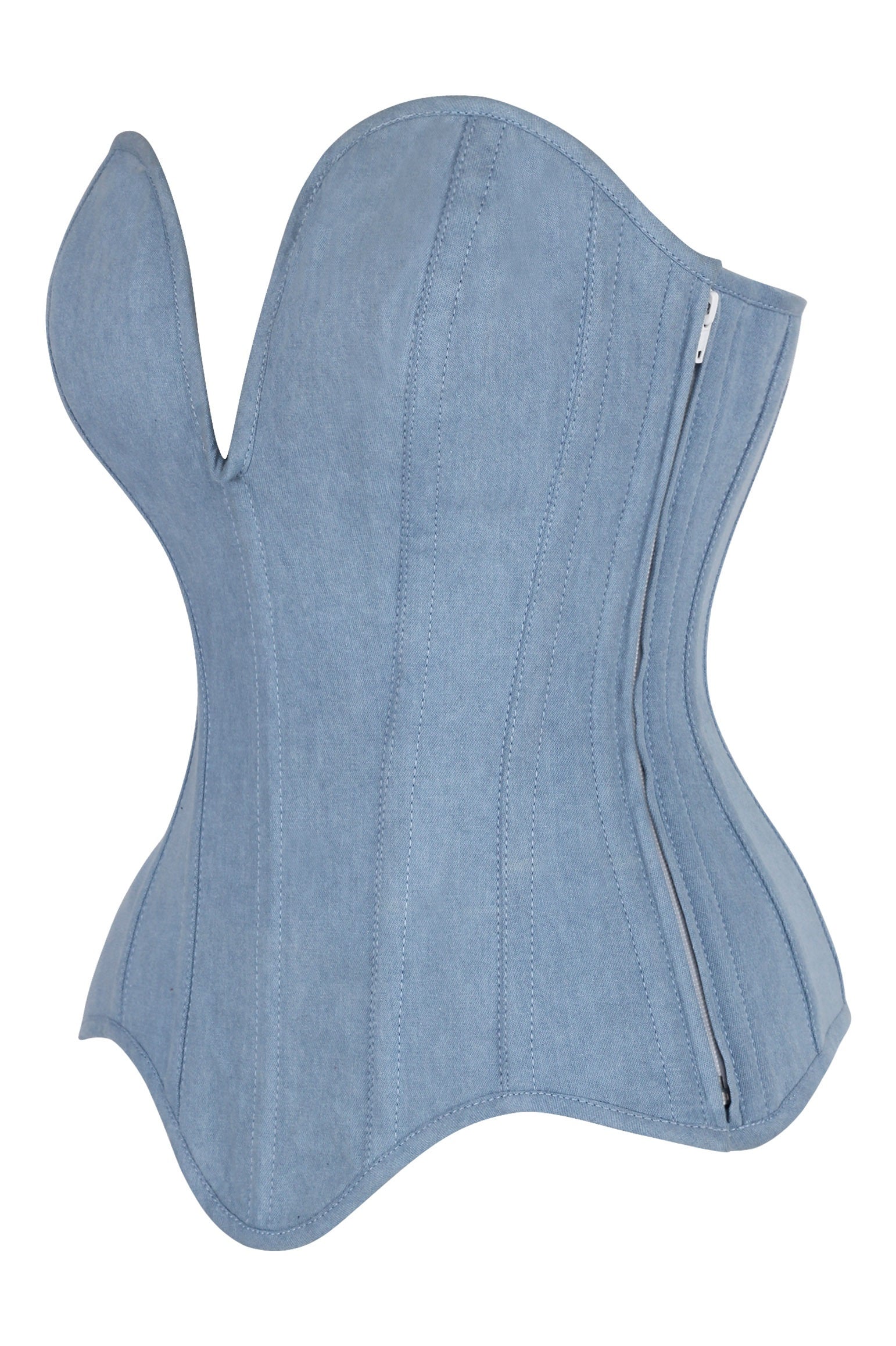 Kelly Plunging Denim Corset