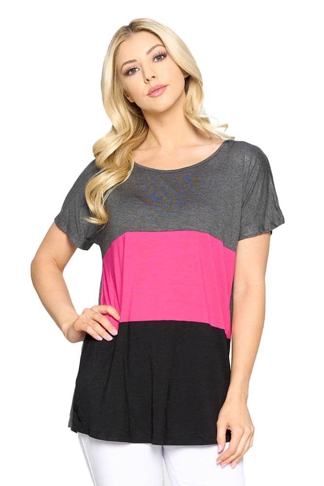 Short Sleeve Color Block Top