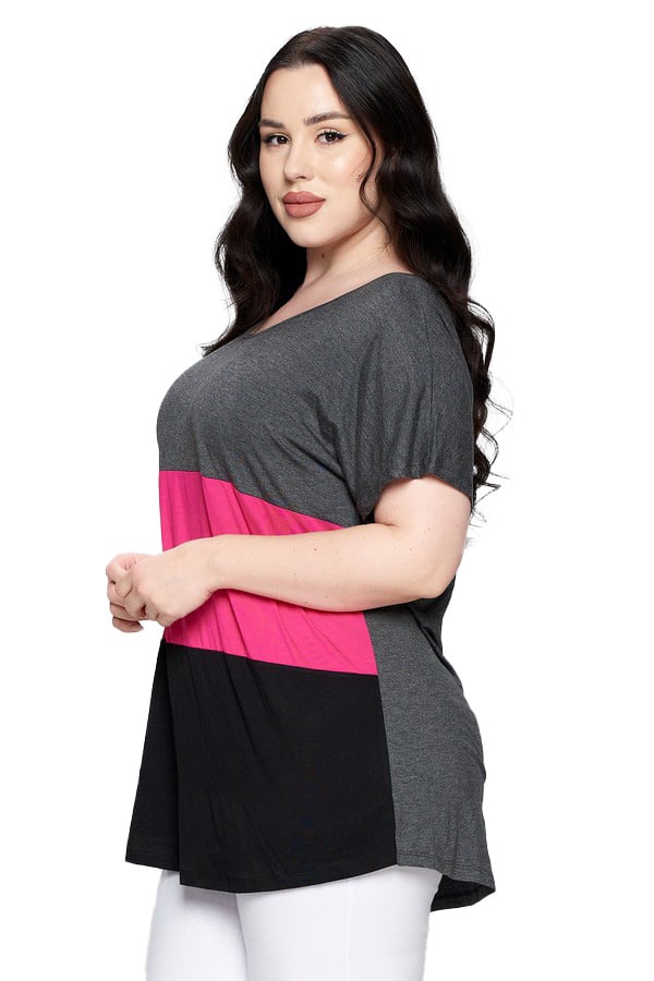 Short Sleeve Color Block Top
