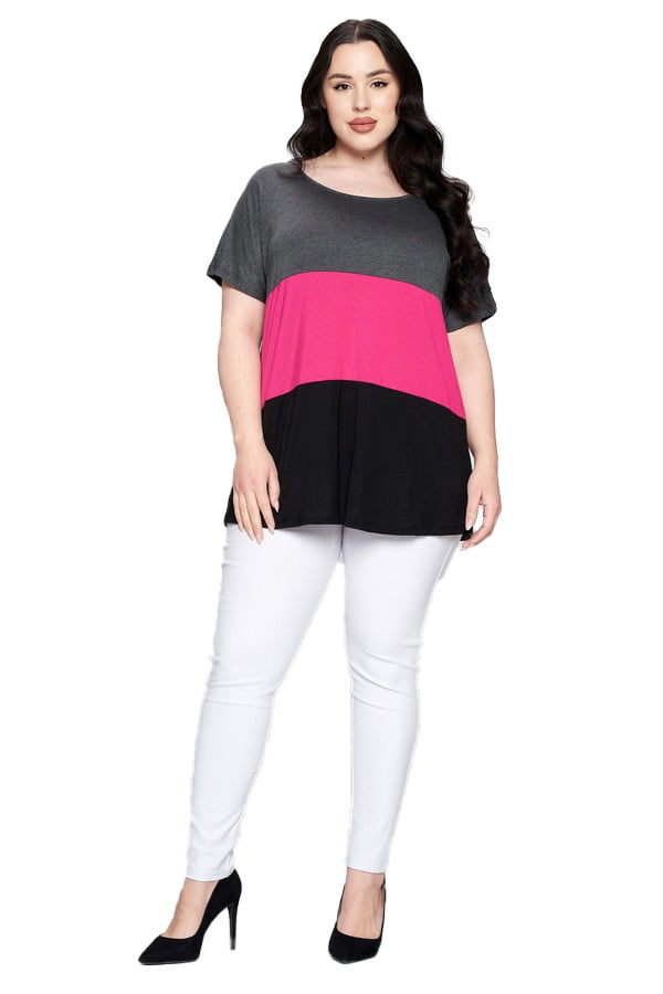 Short Sleeve Color Block Top