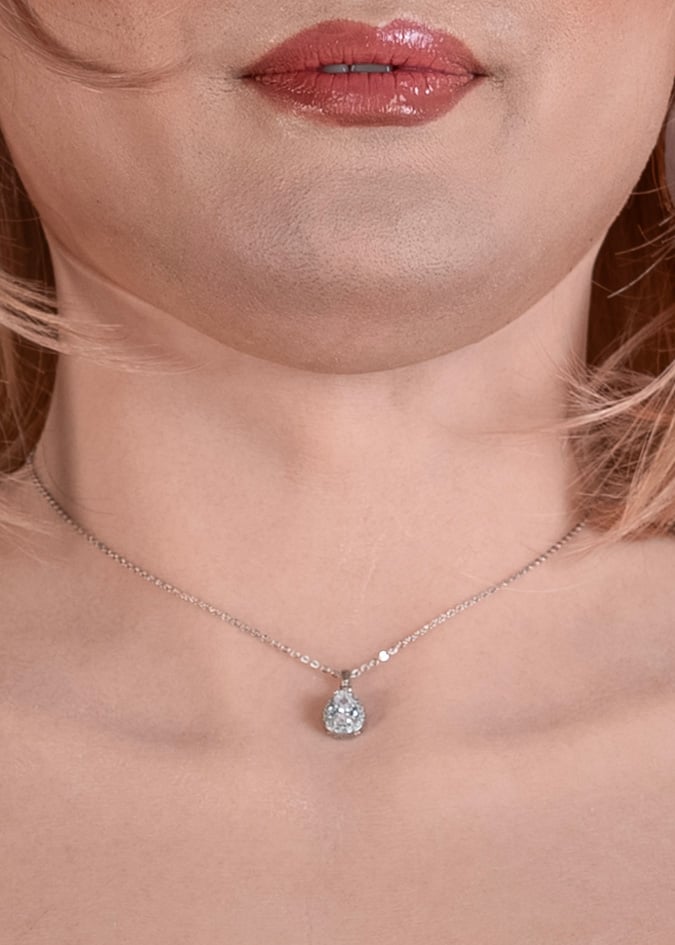 Teardrop Crystal Pendant Necklace