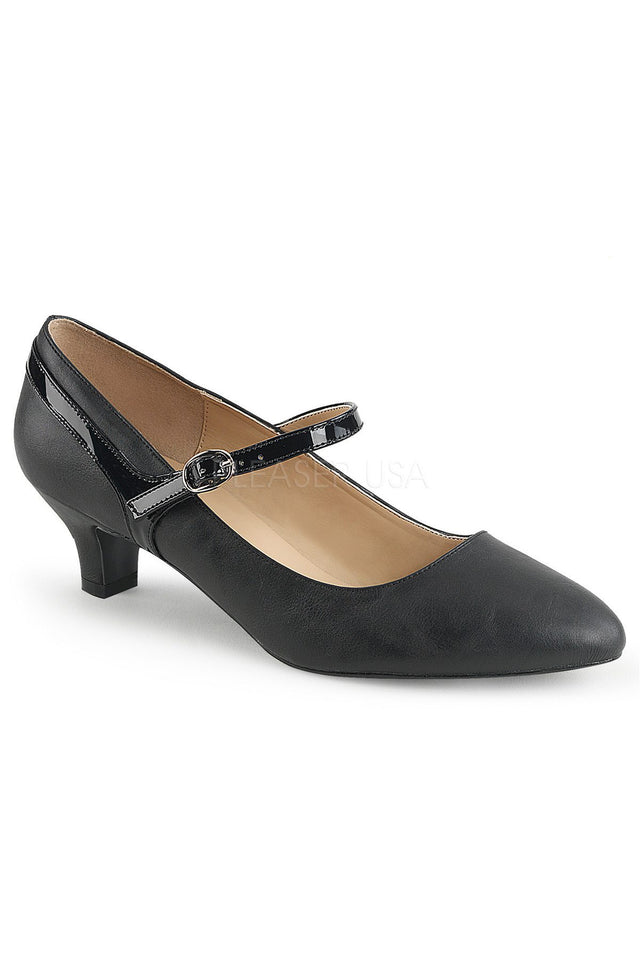 Pleaser Fab Kitten Heels — Black Faux Leather