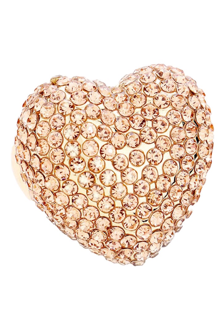Rhinestone Heart Statement Ring