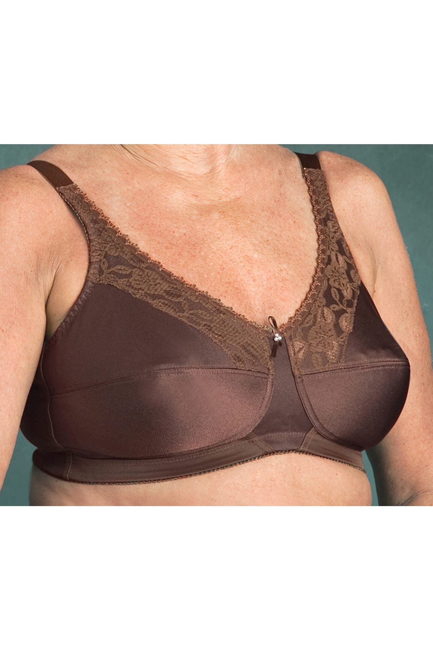 NearlyMe Satin & Lace Bandeau Pocket Bra - 34DD Coffee