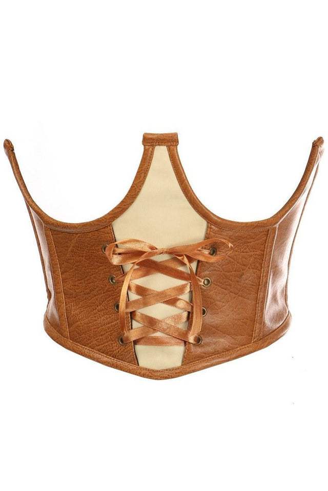 Faux Leather Lace Up Open Cup Bra