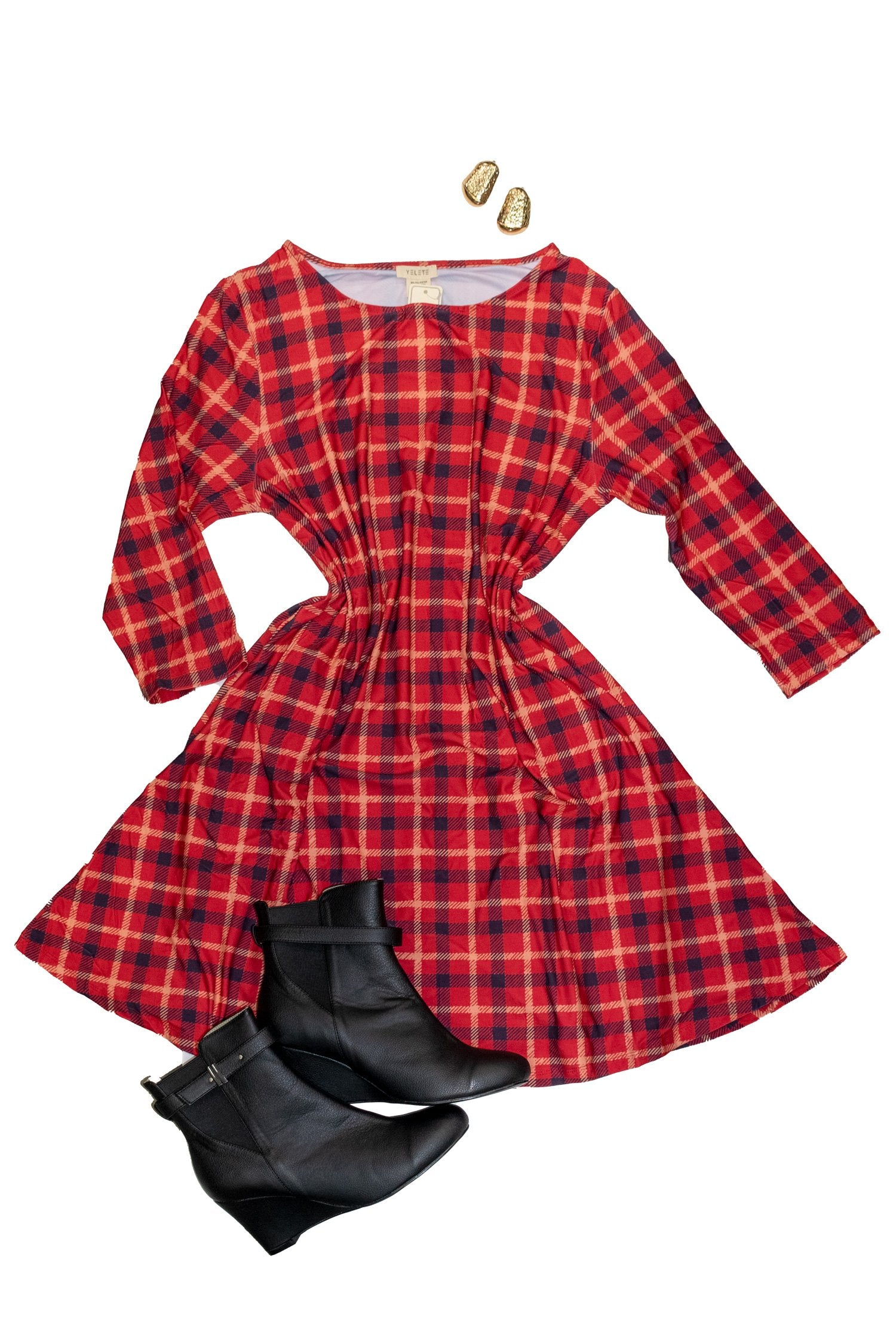 Plaid Pinafore A-Line Swing Dress