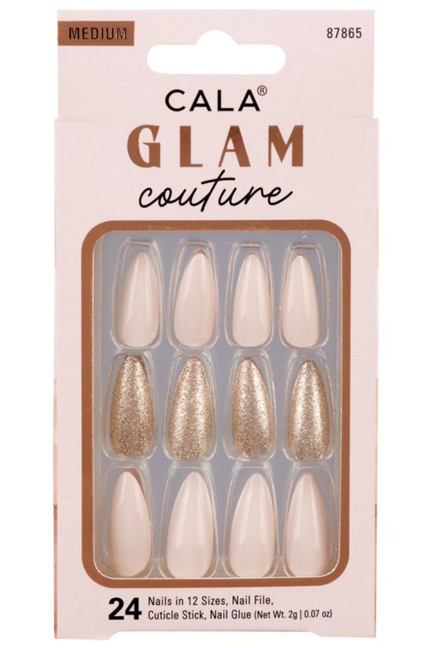 Nude & Gold Glitter Nails Kit