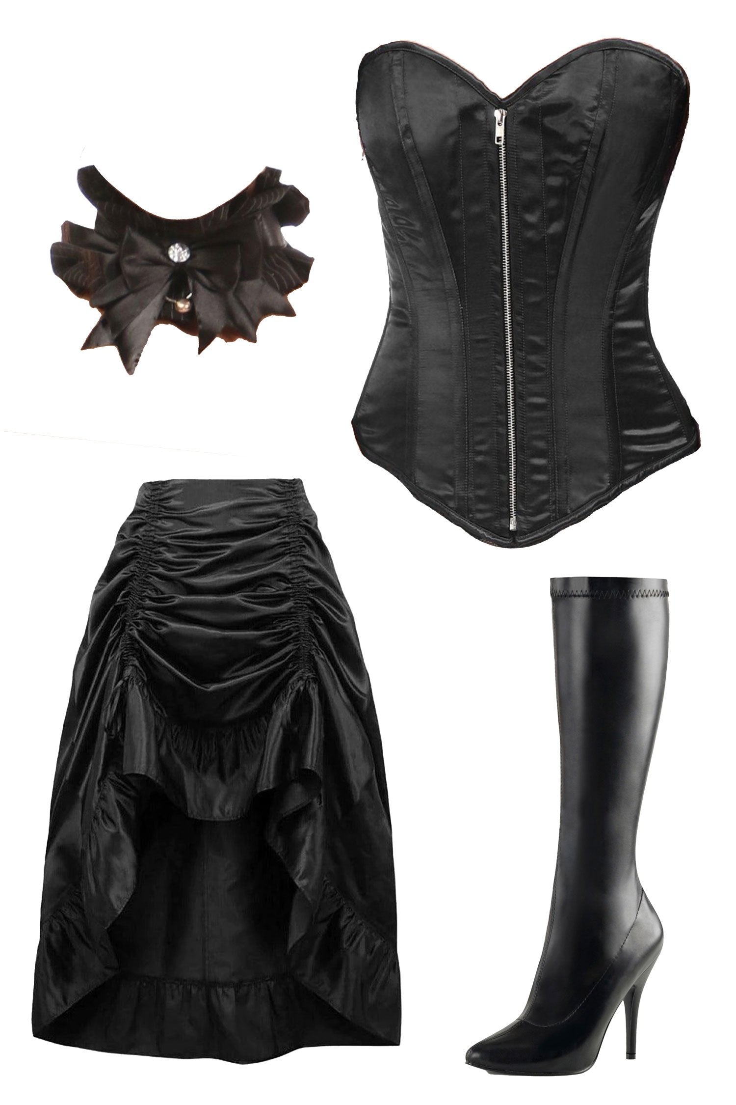 Satin Zipper Overbust Corset