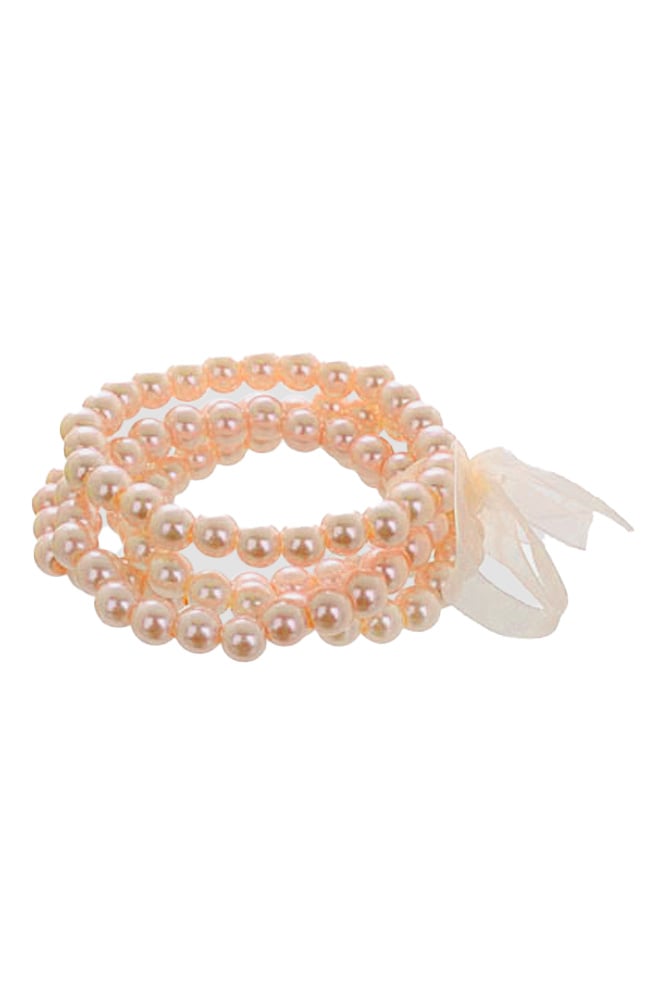 Faux Pearl Stretch Ribbon Bracelets