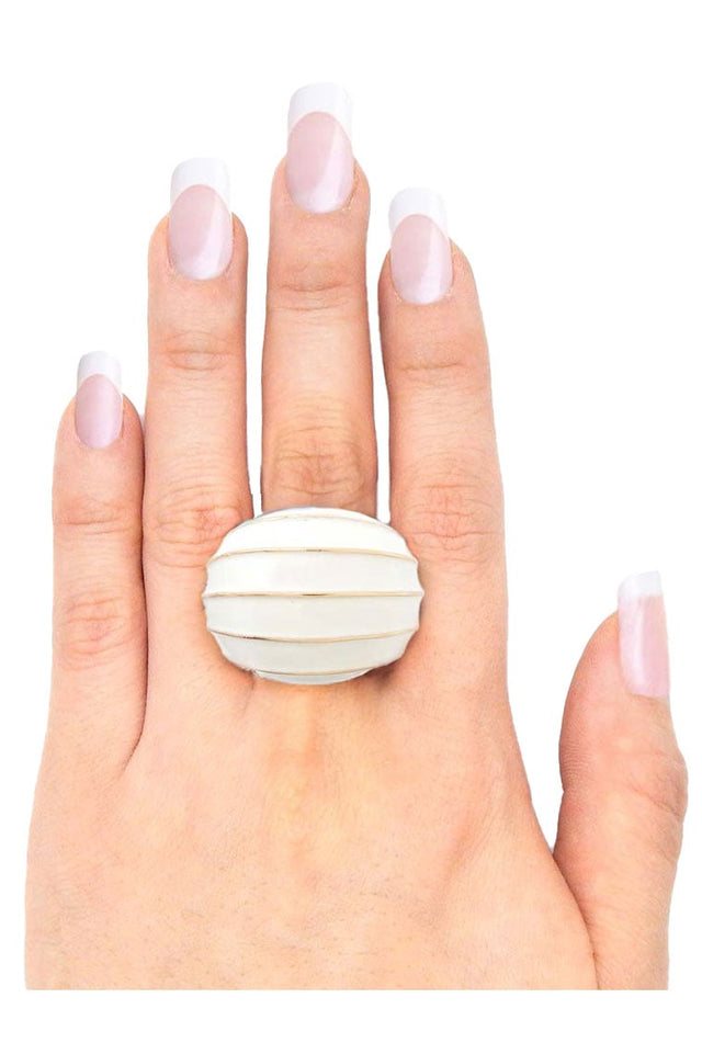 Modern White & Gold Adjustable Cocktail Ring